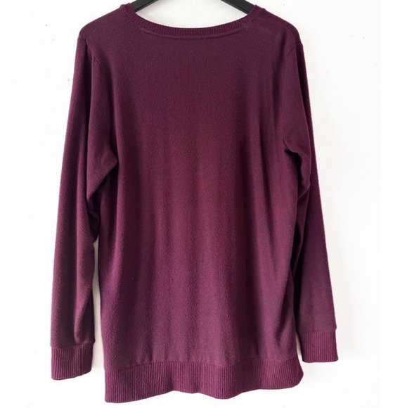 Lucky Brand Cloud Soft Jersey Knit Heathered Wine Oversized V-neck Tunic Sweater - Picture 6 of 16